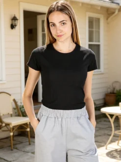 Gladys T-shirt donna girocollo a costine