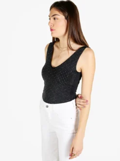 Gondola Blu Body donna smanicato con strass