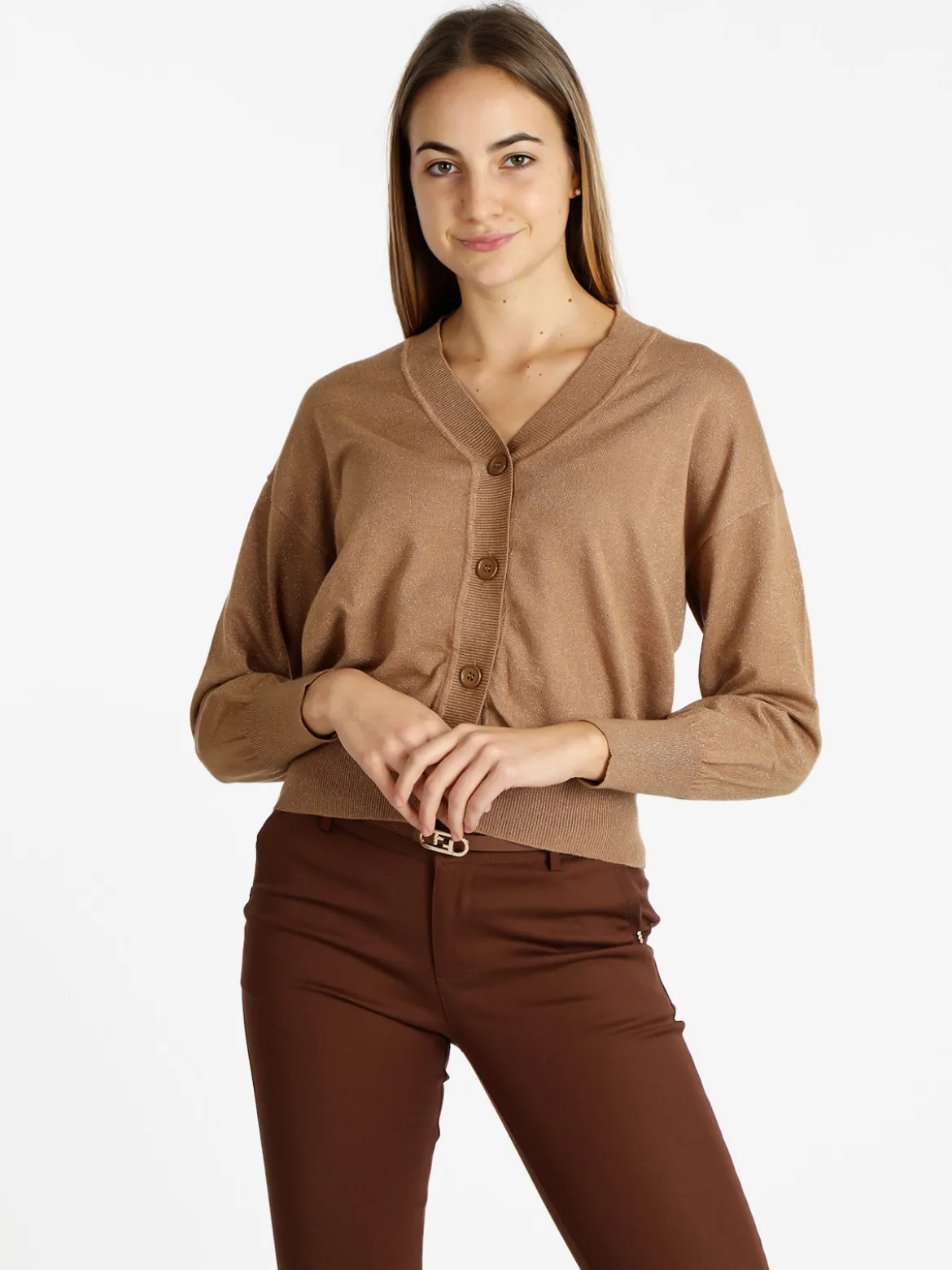 Griffai Cardigan donna oversize lurex con bottoni