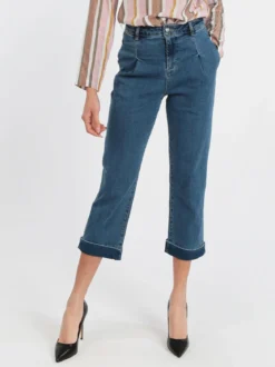 Griffai Jeans donna baggy con risvolti