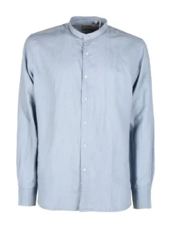 Guy Camicia da uomo alla coreana in misto lino