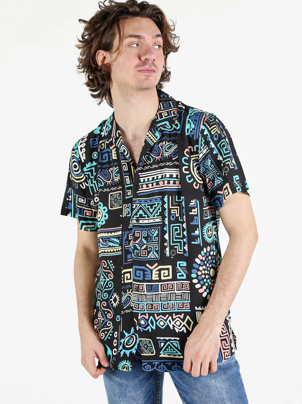 Guy Camicia da uomo a maniche corte con stampe