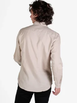 Guy Camicia da uomo in misto lino a maniche lunghe
