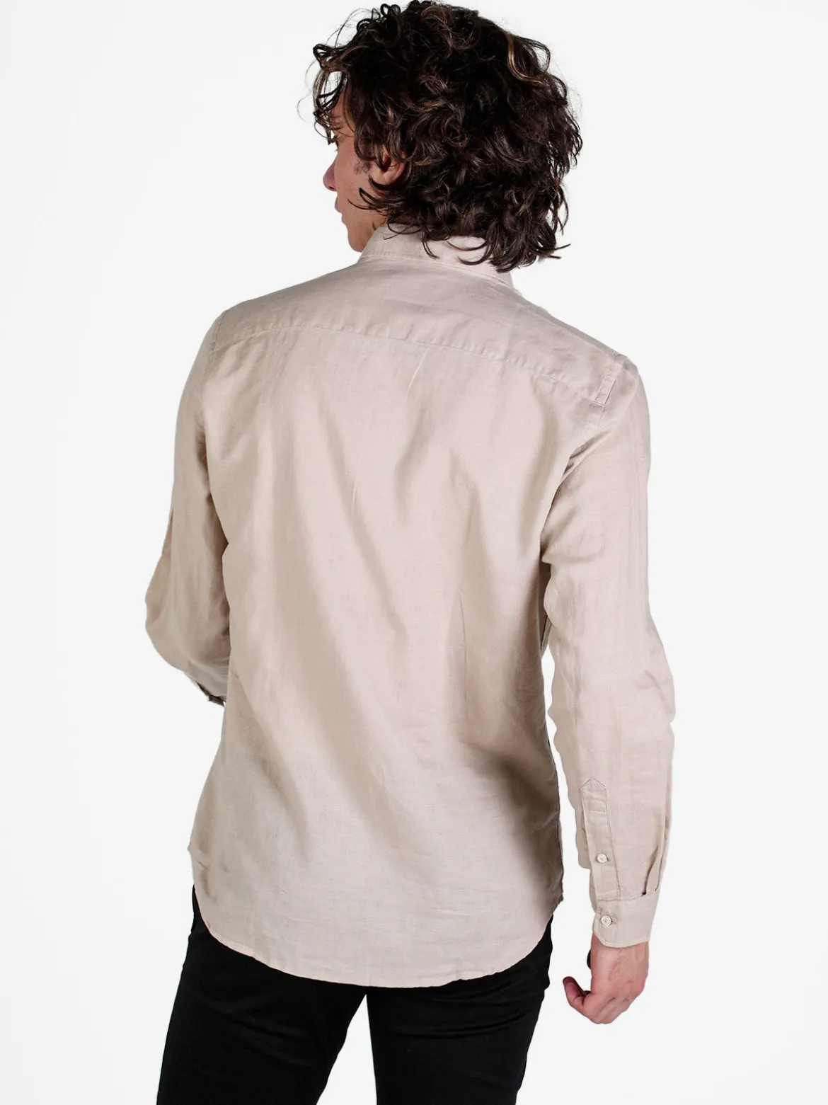 Guy Camicia da uomo in misto lino a maniche lunghe