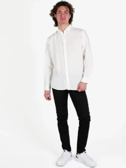 Guy Camicia da uomo in misto lino a maniche lunghe