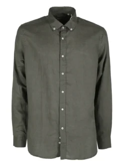 Guy Camicia da uomo in misto lino a maniche lunghe
