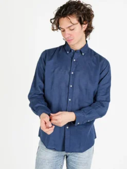 Guy Camicia da uomo in misto lino a maniche lunghe