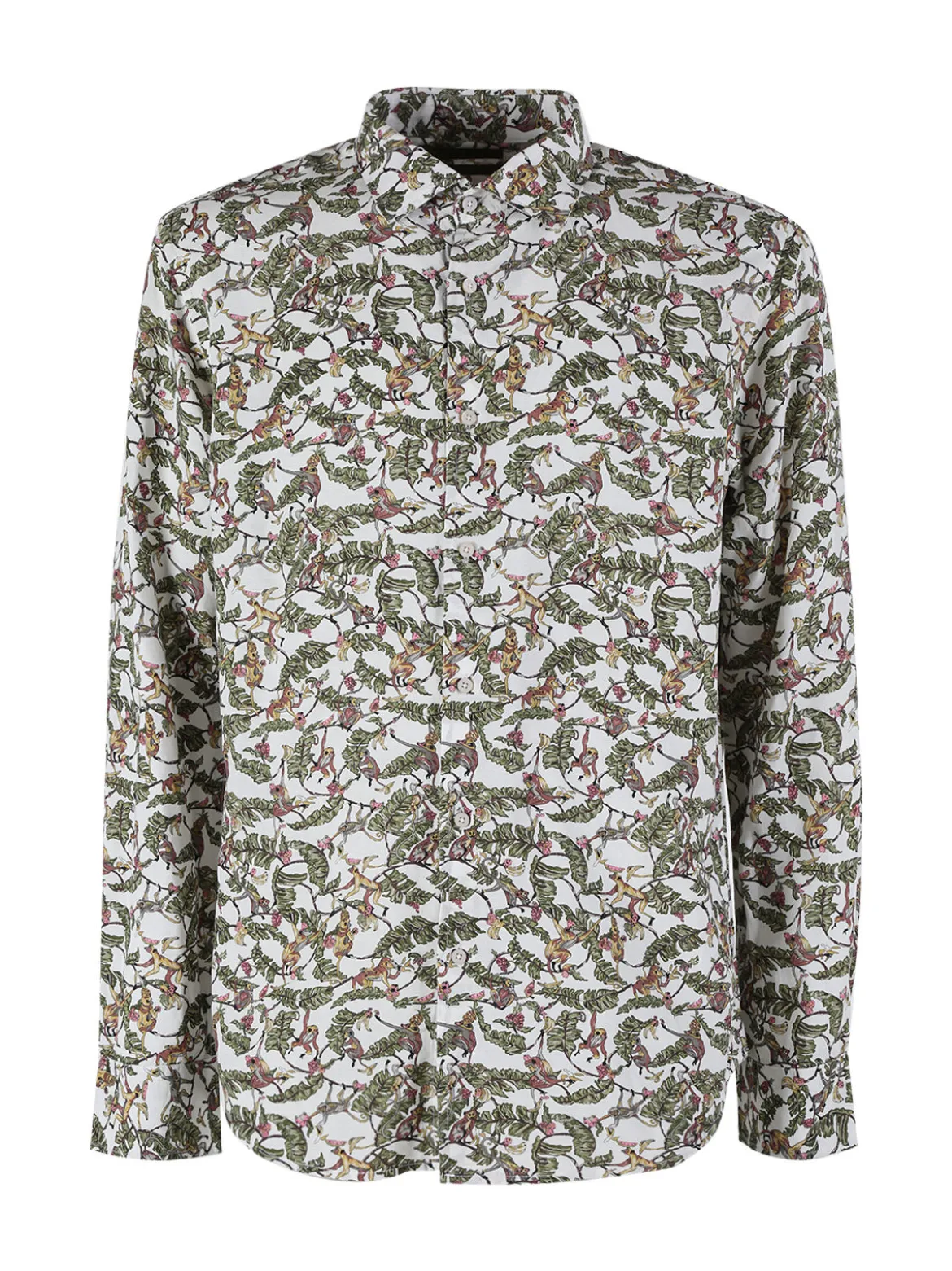 Guy Camicia da uomo in misto lino a maniche lunghe con stampa disegni