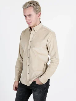 Guy Camicia da uomo in velluto a maniche lunghe
