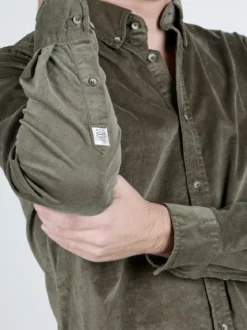 Guy Camicia da uomo in velluto a maniche lunghe