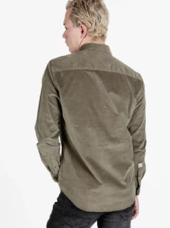 Guy Camicia da uomo in velluto a maniche lunghe