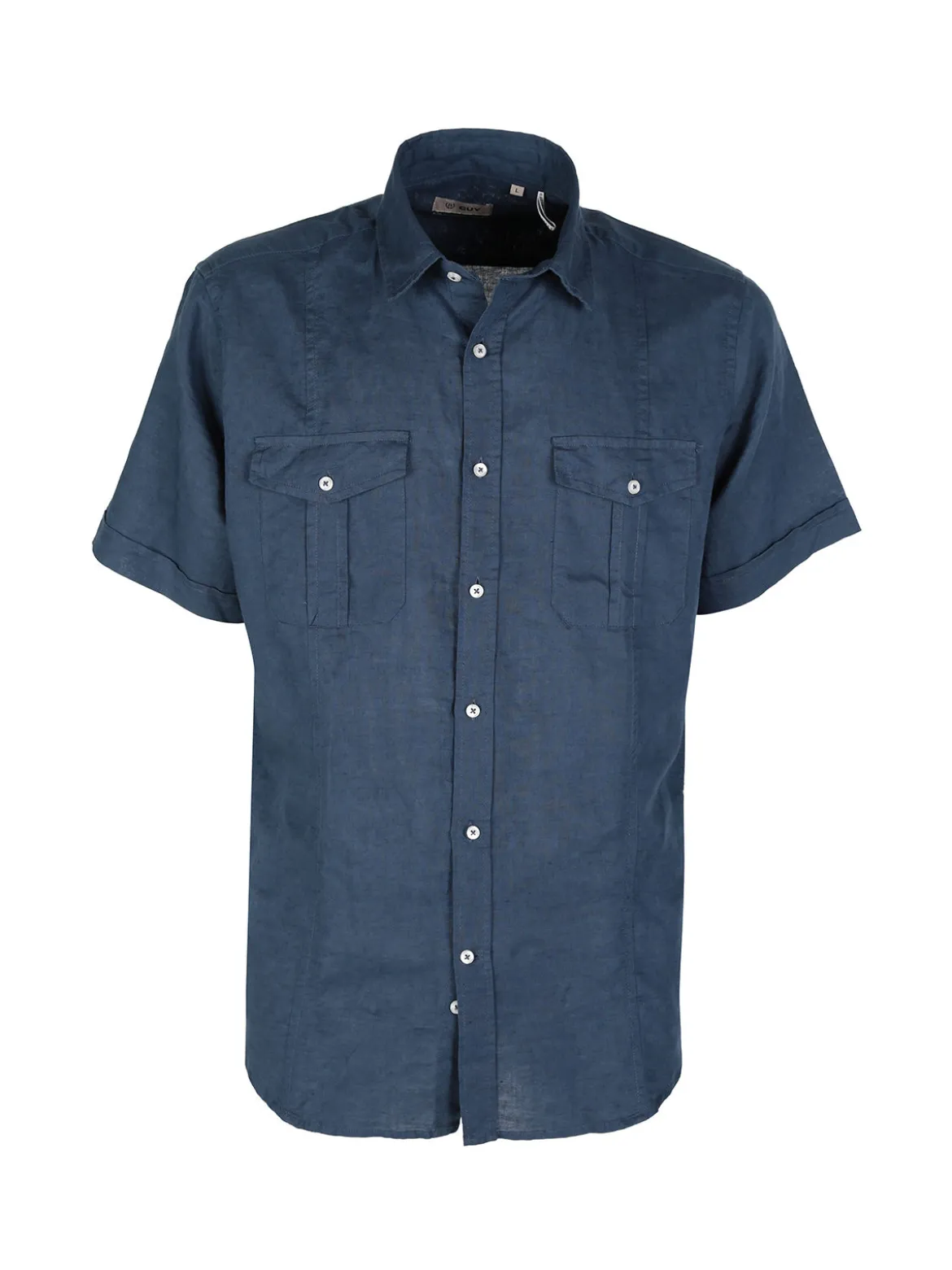 Guy Camicia da uomo misto lino a maniche corte