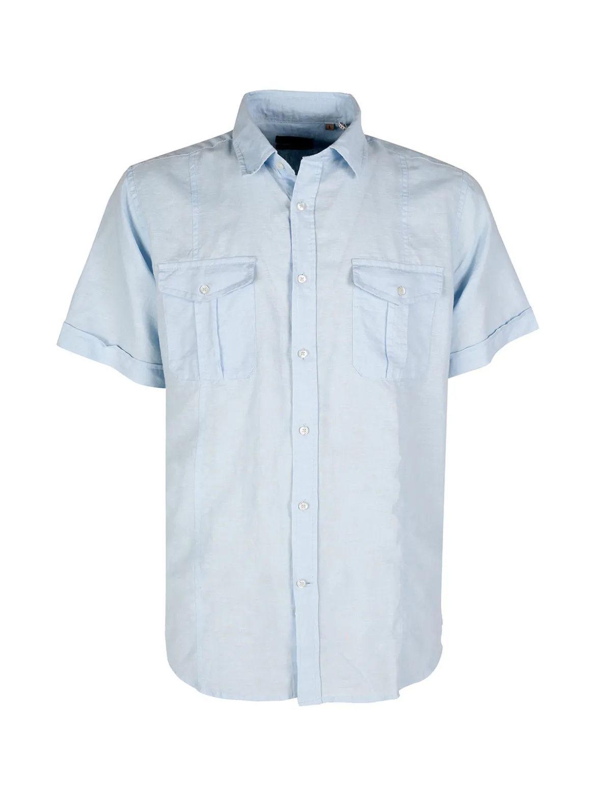 Guy Camicia da uomo misto lino a maniche corte