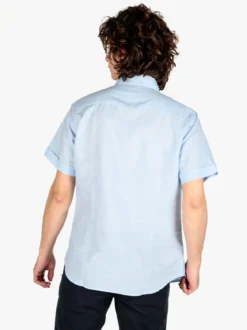 Guy Camicia da uomo misto lino a maniche corte