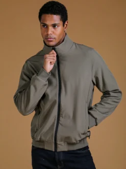 Guy Giacca da uomo con zip e interno in pile - oliva