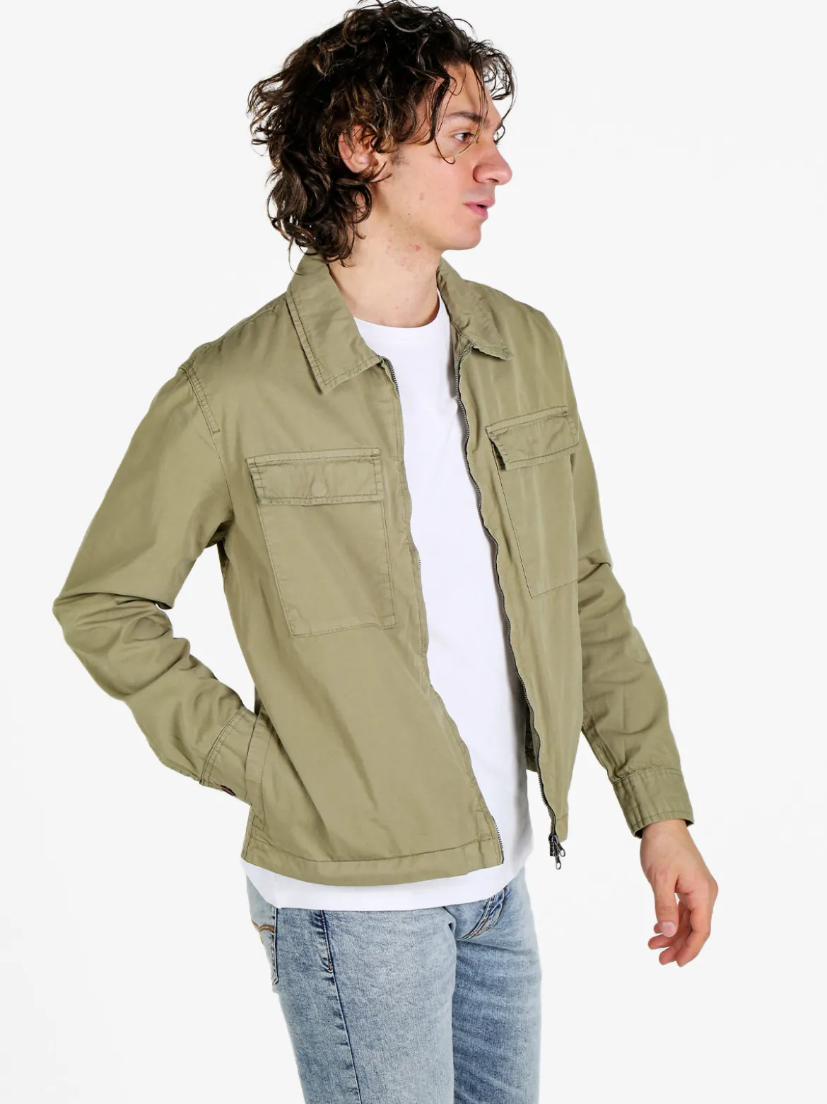 Guy Giacca da uomo in cotone con zip e tasconi