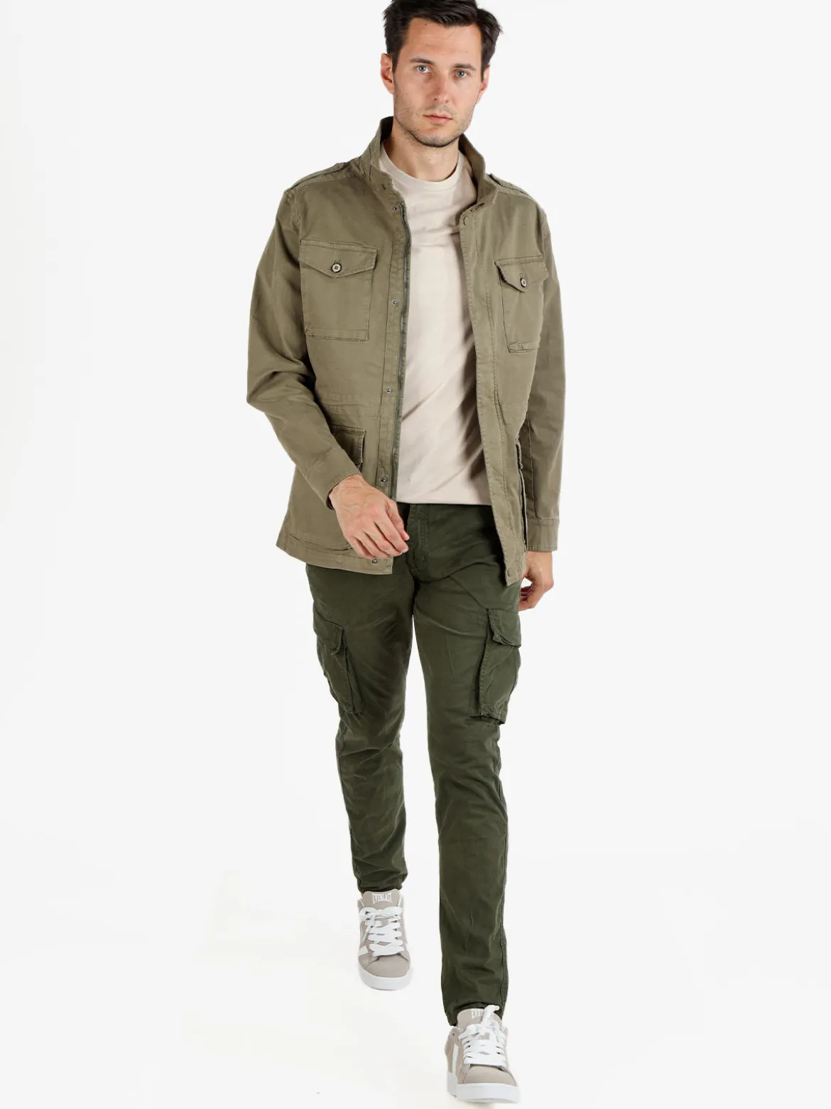 Guy Giacca da uomo modello parka con bottoni e zip