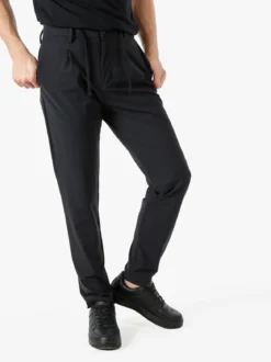 Guy Pantaloni casual da uomo in tessuto tecnico con coulisse - nero