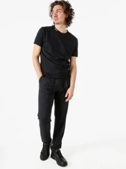 Guy Pantaloni casual da uomo in tessuto tecnico con coulisse - nero