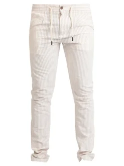 Guy Pantaloni rigati in cotone con coulisse da uomo