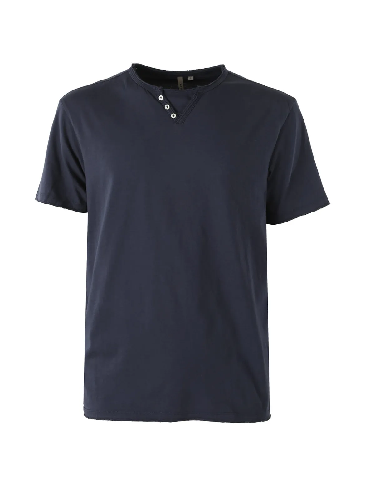 Guy T-shirt da uomo in cotone con bottoncini sullo scollo - blu suro