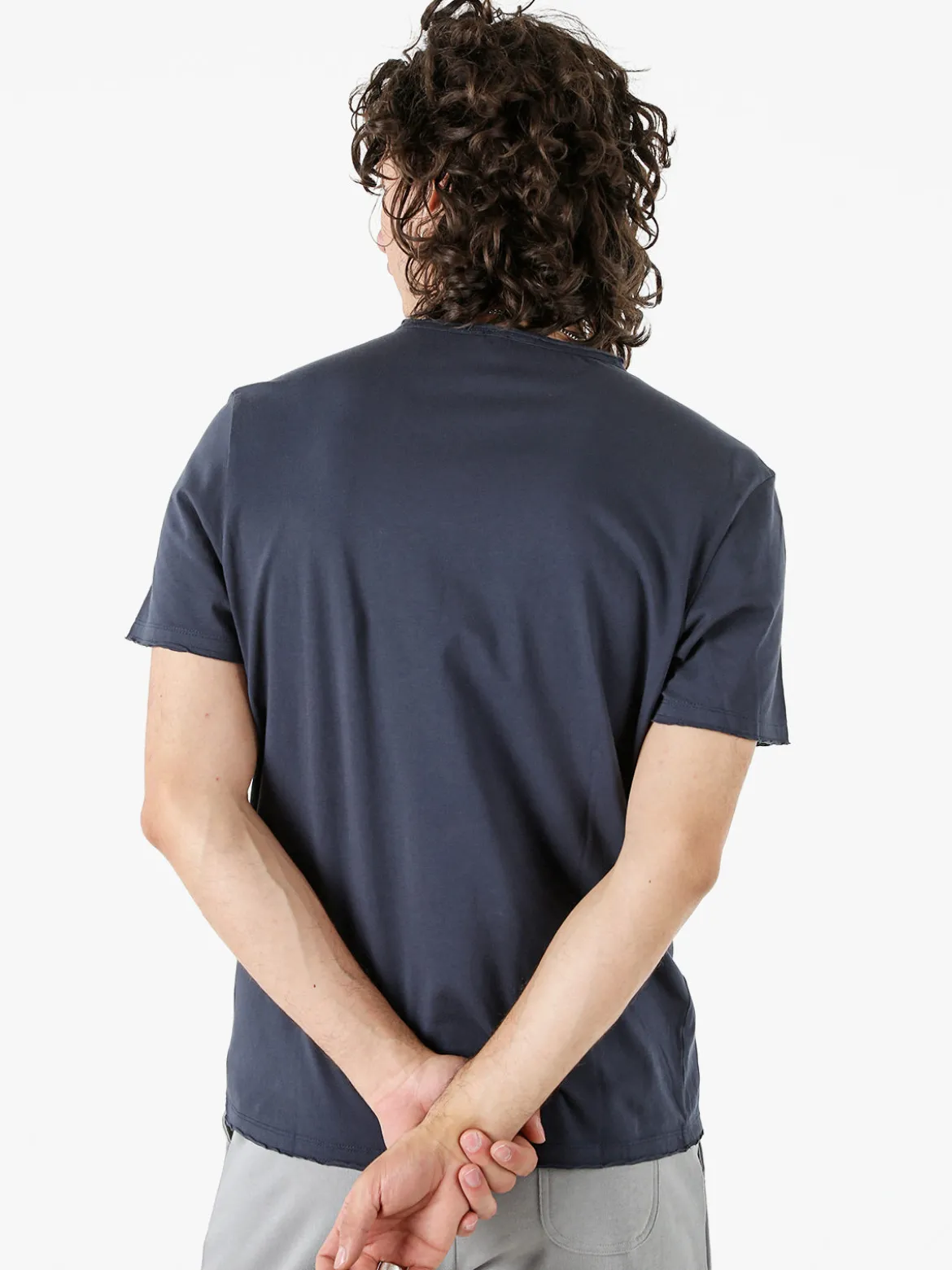 Guy T-shirt da uomo in cotone con bottoncini sullo scollo - blu suro