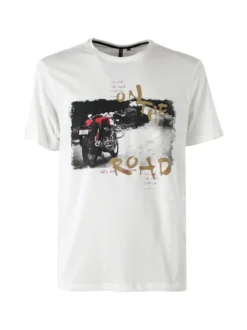 Guy T-shirt da uomo in cotone con stampa - bianco