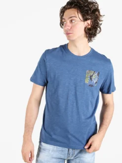 Guy T-shirt da uomo in cotone con taschino floreale