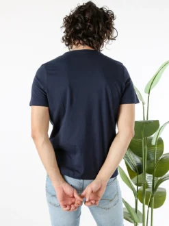 Guy T-shirt girocollo da uomo in cotone - blu scuro