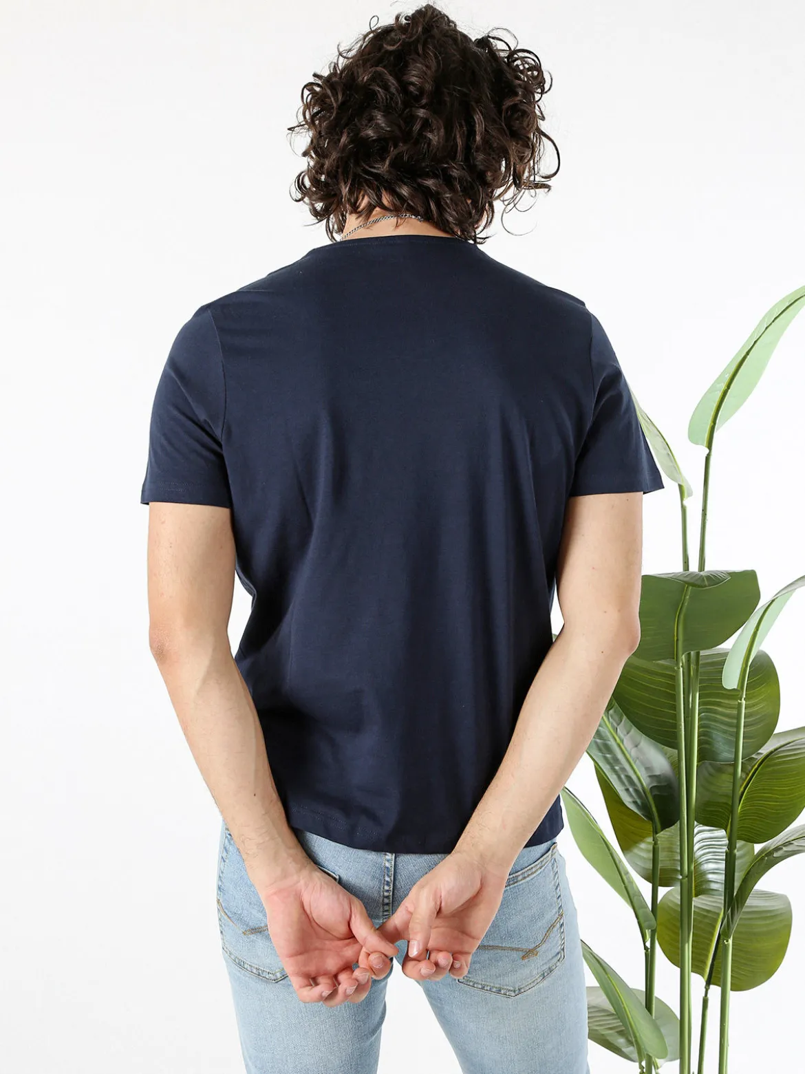 Guy T-shirt girocollo da uomo in cotone - blu scuro