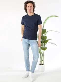 Guy T-shirt girocollo da uomo in cotone - blu scuro