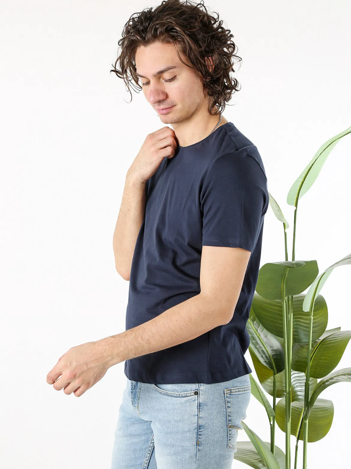 Guy T-shirt girocollo da uomo in cotone - blu scuro