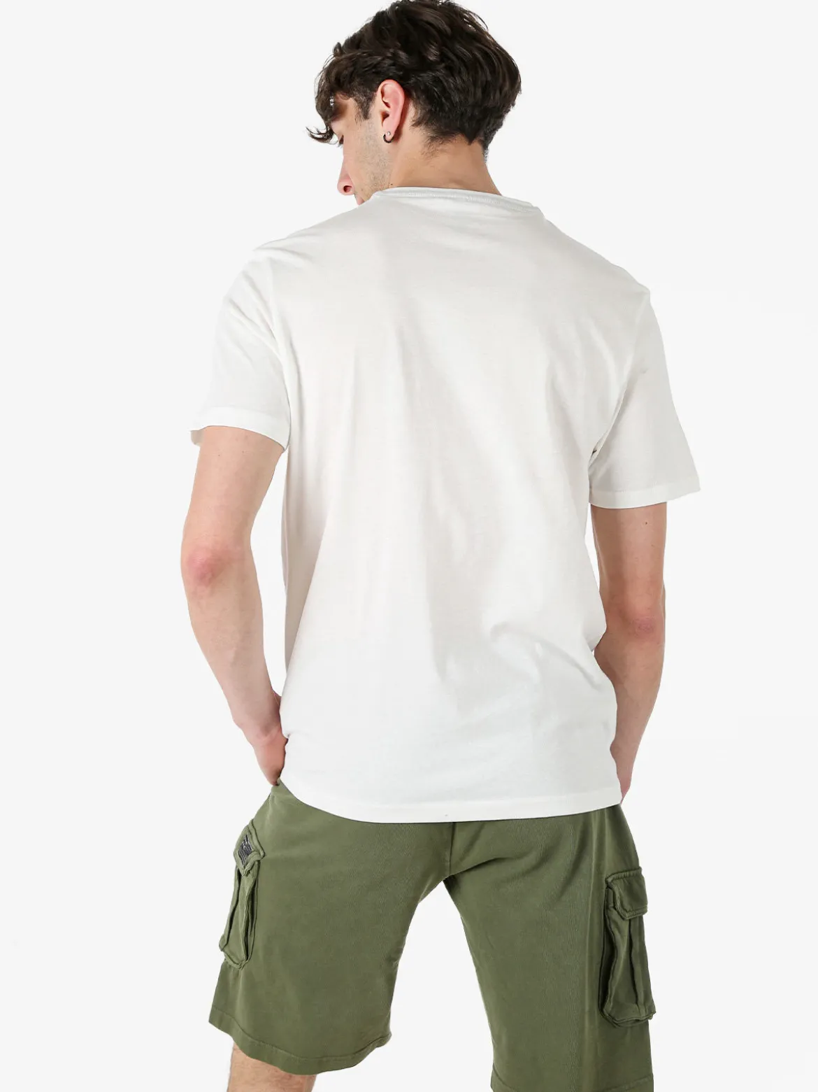 Guy T-shirt girocollo da uomo in cotone con stampa - bianco
