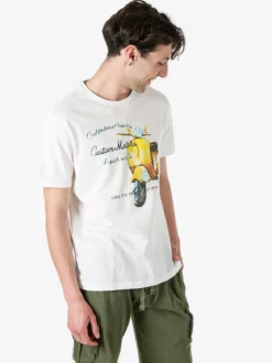 Guy T-shirt girocollo da uomo in cotone con stampa - bianco