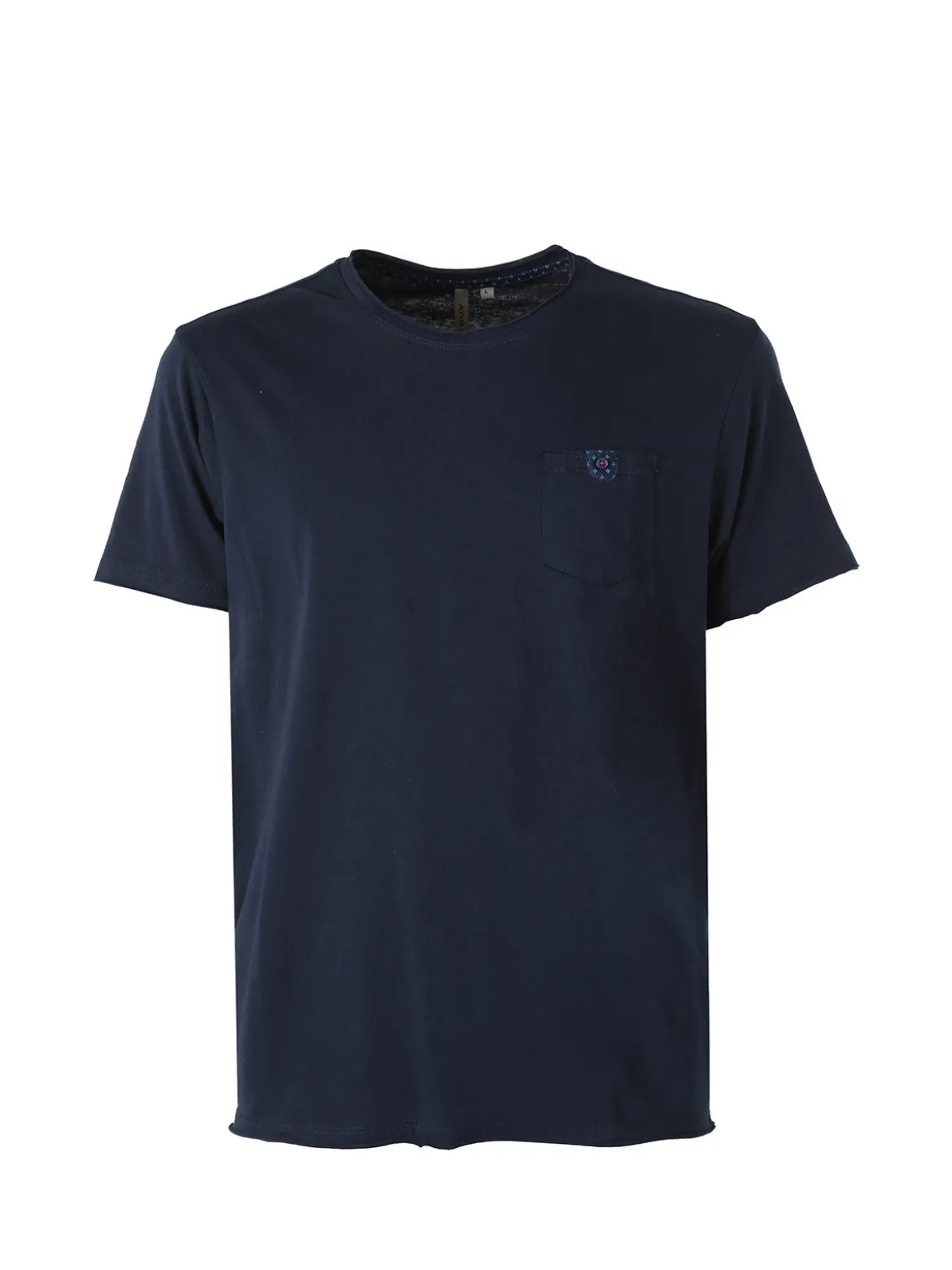 Guy T-shirt girocollo da uomo in cotone con taschino - blu scuro