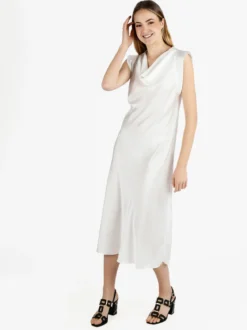 Hdl Milano Abito lungo da donna senza maniche con scollo a cascata