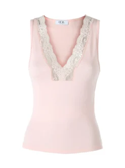 Hdl Milano Top donna con scollo a V e pizzo - rosa