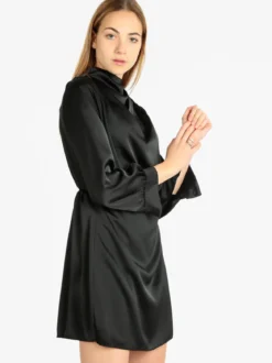 Hdl Milano Vestito donna manica lunga effetto raso