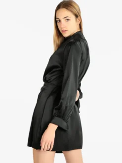Hdl Milano Vestito donna manica lunga effetto raso