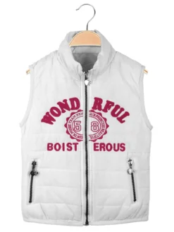 Hello Girl Gilet imbottito bambina con scritte