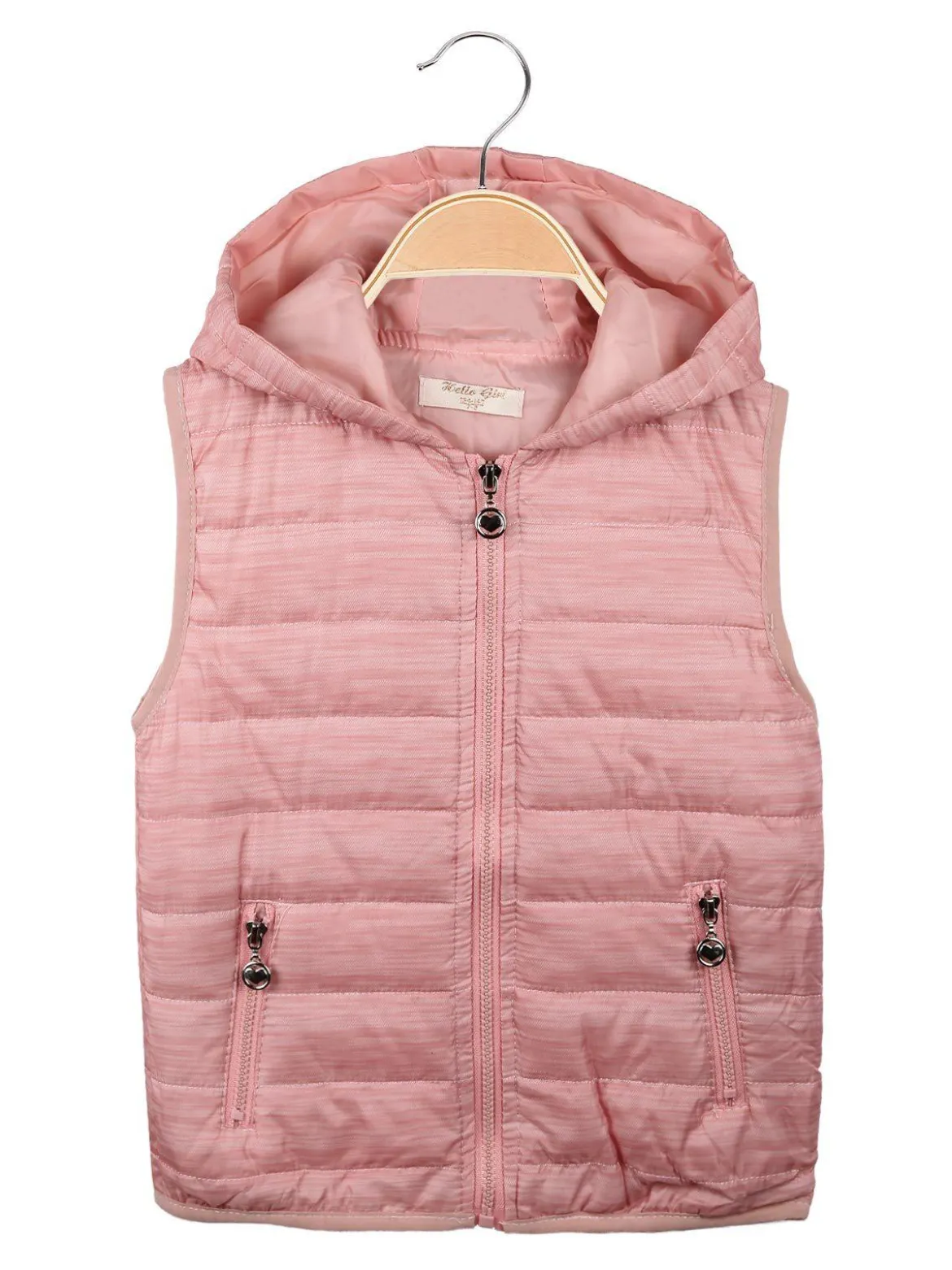 Hello Girl Gilet imbottito con cappuccio da bambina