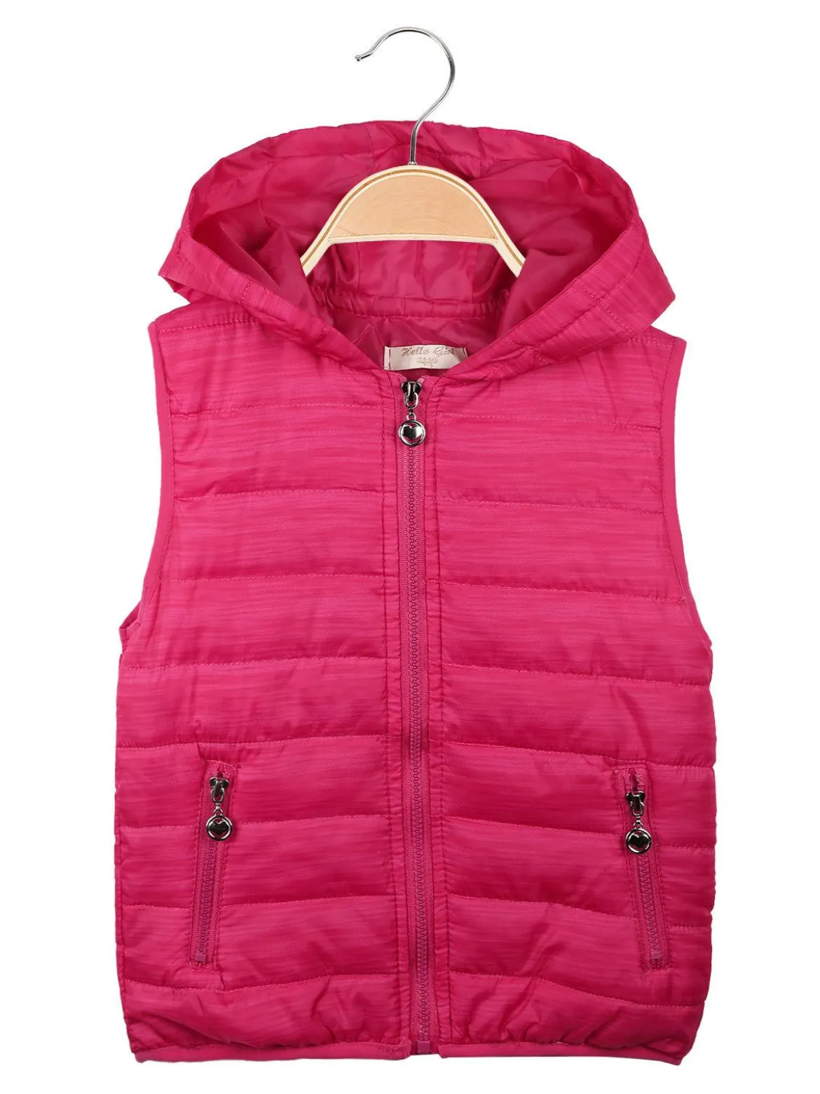 Hello Girl Gilet imbottito con cappuccio da bambina