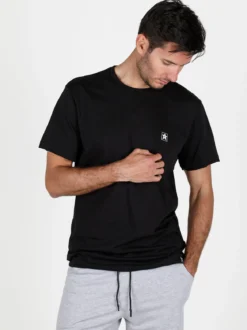 Hollywood T-shirt girocollo da uomo in cotone con patch gommata