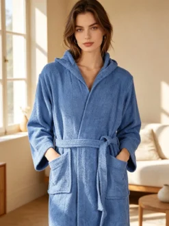 Home Zen Accappatoio unisex in spugna di cotone con cappuccio