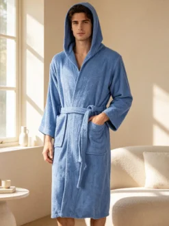 Home Zen Accappatoio unisex in spugna di cotone con cappuccio
