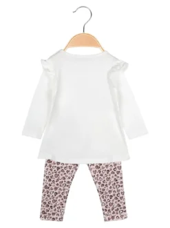 Hope Star Completo da neonata 2 pezzi con maglietta e leggins cuori in velluto - bianco