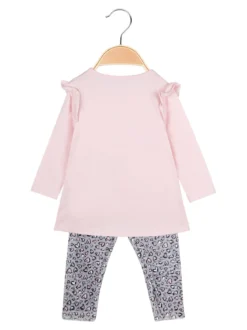 Hope Star Completo da neonata 2 pezzi con maglietta e leggins cuori in velluto - rosa