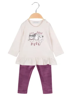 Hope Star Completo lungo da neonata con maglietta e leggings in ciniglia - beige