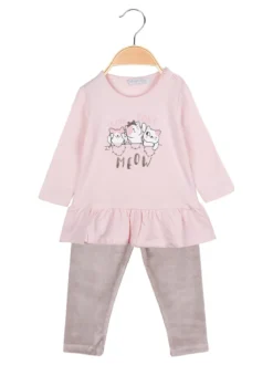 Hope Star Completo lungo da neonata con maglietta e leggings in ciniglia - rosa