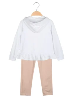 Hope Star Completo 3 pezzi da bambina con cappuccio e zip - bianco